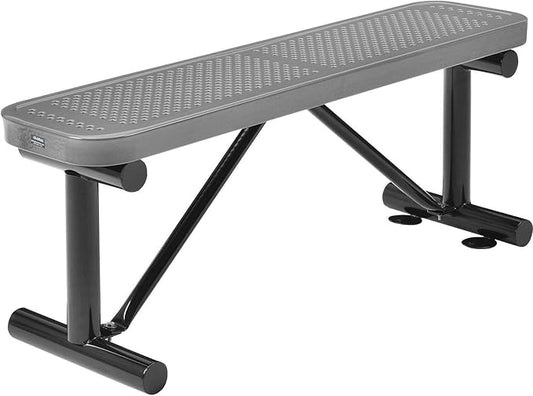 Global Industrial 4'L Heavy Duty Expanded Metal Mesh Flat Bench with Steel Frame, Portable Outdoor Bench, 1000 lbs Capacity, Gray, 48" L x 14-1/2"W x 18" H