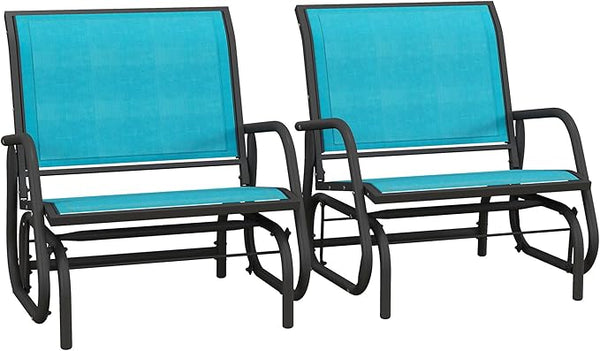 Outsunny Porch Glider Set of 2, Metal Frame Swing Glider Chair with Breathable Mesh Fabric - Photo 1