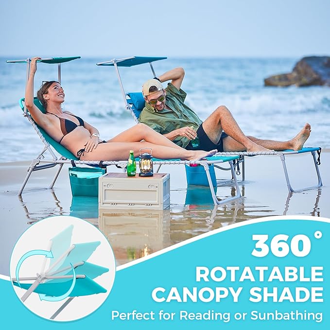 #WEJOY Folding Tanning Chair with Canopy Shade - Photo 3