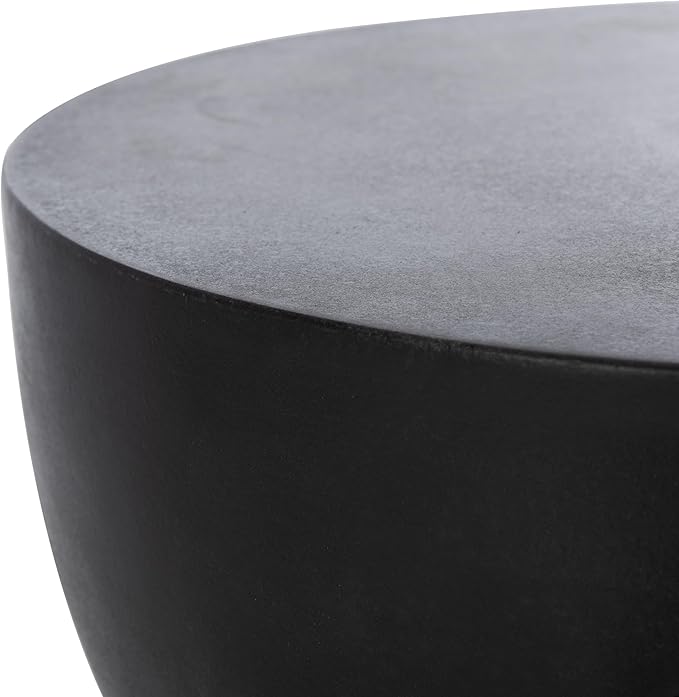 SAFAVIEH Outdoor Haruki Black Modern Concrete Round Accent Table