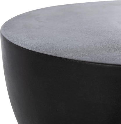 SAFAVIEH Outdoor Haruki Black Modern Concrete Round Accent Table