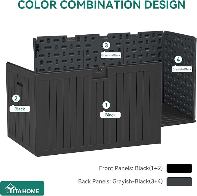 YITAHOME 220 Gallon Double-Wall Deck Box with Divider & Side Handles, Outdoor Large Storage for Patio Furniture Cushions - Photo 7