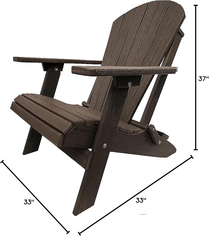 DuraWeather Poly Classic King Size Folding Adirondack Chair (Chestnut Wood Grain)