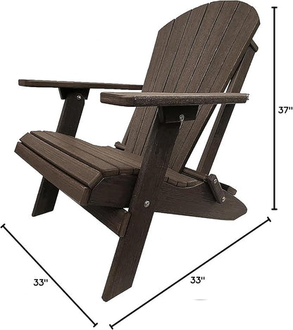 DuraWeather Poly Classic King Size Folding Adirondack Chair (Chestnut Wood Grain)