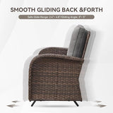 Patio Loveseat Wicker Loveseat Rattan Glider Sofa with Curved Armrest Thicking Back & Seat Cushions for Garden Balcony - Photo 3
