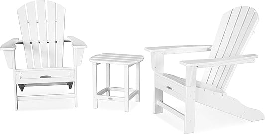 POLYWOOD Palm Coast Ultimate Adirondack Chair 3-Piece Set with Hideaway Ottoman