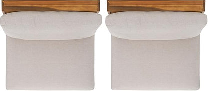SAFAVIEH Outdoor Patio Furniture Collection – Dune Lounge Chair Set of 2, Solid Wood Outdoor Seating with Light Grey Cushions, Modern Relaxed Design (PAT7328B-SET2)
