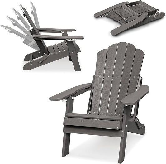 Clihome Outdoor Adirondack Chair Folding Lounge Chairs for Outside Patio Chairs Lawn Chair Plastic Adirondack Chairs for Yard, Garden