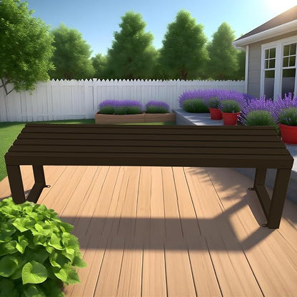 2-Person Garden Bench Seat Outdoor Benches Metal Park Bench Patio Seat 3.3ft 3.9ft 4.9ft 5.9ft Weather Resistance Backless Front Porch Chair Easy Installation(Brown,4.9ft)