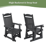 Poly Lumber Patio Glider for One Person, with Cup Holders, High Backrest and Deep Contoured Seat, HIPS Material - Photo 6