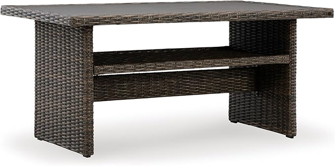 Signature Design by Ashley Brook Ranch Casual Outdoor Multi-use Table with 1 Fixed Shelf, Dark Brown & Gray - Photo 1