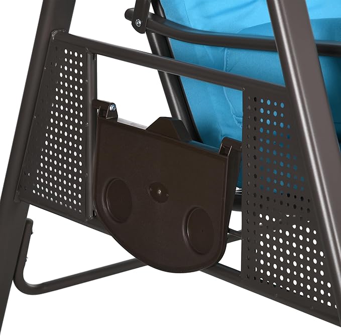 Outsunny 3-Seat Patio Swing Chair, Outdoor Porch Swing Glider with Adjustable Canopy, Removable Cushion - Photo 8