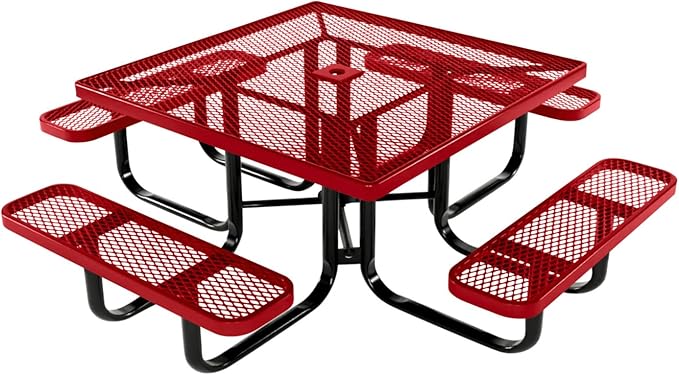 COATEDOUTDOORFURNITURE Heavy-Duty Portable Outdoor Kids Table with Umbrella Hole, Expanded Metal Kids Picnic Table - Photo 1