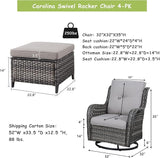 Rilyson Wicker Patio Furniture Set - 4 Piece Rattan Outdoor Sectional Conversation Sets with 2 Swivel Rocking Chairs - Photo 2