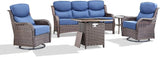 Luxury Patio Furniture Set with 6-inch Thick Cushion, Outdoor Furniture with Fire Pit Table, Swivel Chairs, Side Table - Photo 7