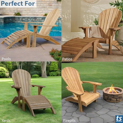 Touchstone Teak Adirondack Chair, Ergonomic Outdoor Patio Chair, A-Grade Teak Wood, Weather-Resistant with Stainless Steel Hardware