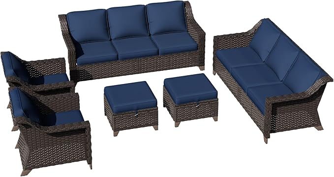 6 Pieces Patio Conversation Furniture Set - 2 Sofas, 2 Armchairs, 2 Ottomans - Photo 7