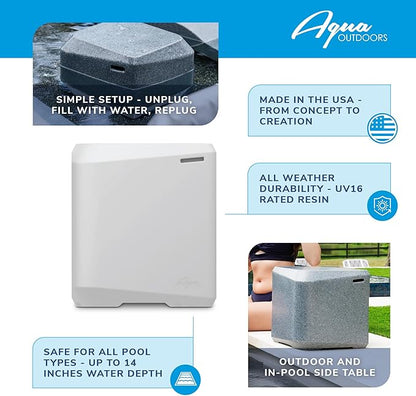 Aqua Outdoors in-Pool Side Table Large for 10-14 in. of Water (Gray Granite)