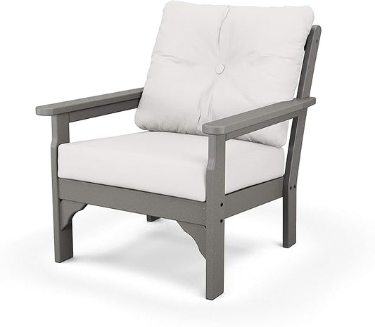 Polywood® Vineyard Deep Seating Chair in Slate Grey/Natural Linen