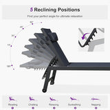 PURPLE LEAF Outdoor Oversized Lounge Chair Set of 3 Patio Chaise Pool Lounger Aluminum Frame with Side Table and Wheels - Photo 8