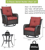 Rilyson Patio Chairs Rocking Swivel Chiar - 3 Piece Outdoor Wicker Patio Bistro Set Rattan Rocker Glider Chairs with - Photo 2