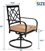 SUNCROWN Outdoor Dining Swivel Chairs Set of 2, Metal Frame Patio Chair Rocker with Brown Cushion for Garden, Bistro - Photo 2