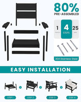 SERWALL HDPE Patio Furniture Set, 5 Piece All Weather Wood-Like Sectional Outdoor Furniture Set - Photo 7