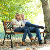 49.5in Outdoor Metal Garden Bench- Front Porch Wood Love Seat w/PVC Backrest - Photo 5