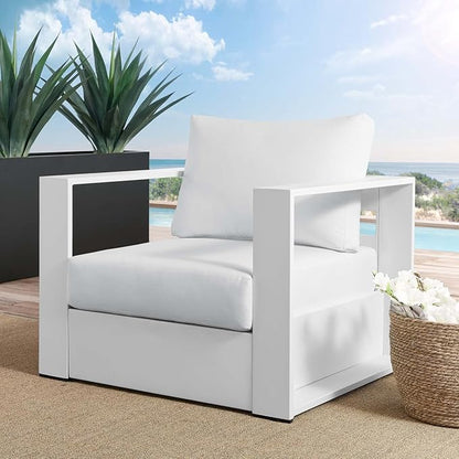 Modway Tahoe Aluminum Outdoor Patio Armchair in White White