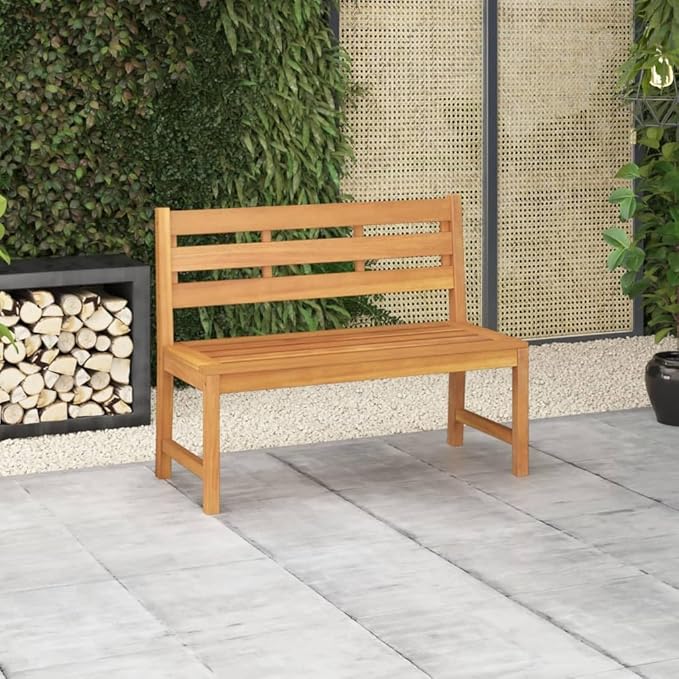 Solid Teak Wood Garden Bench, 45 Inch Outdoor Patio Seating, Weather-Resistant Rectangular Bench for Backyard, Deck, and Porch, Seats 2 Adults