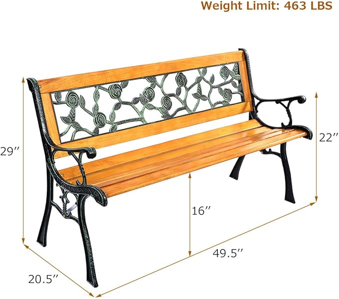 Giantex 50'' Patio Park Garden Bench - Photo 3