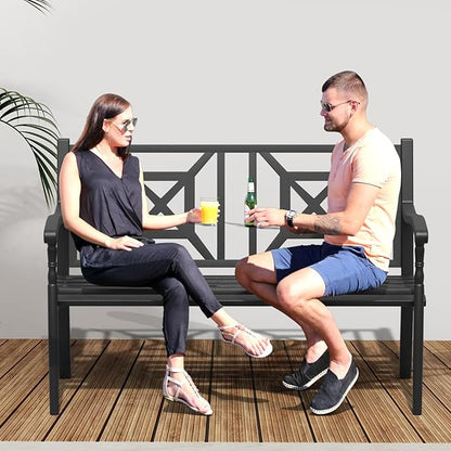 SHGJ&SOFT Outdoor Bench, Garden Bench, Outdoor Metal Frame Patio Park Bench,for Porch, Lawn,Garden,Yard (BK-05)