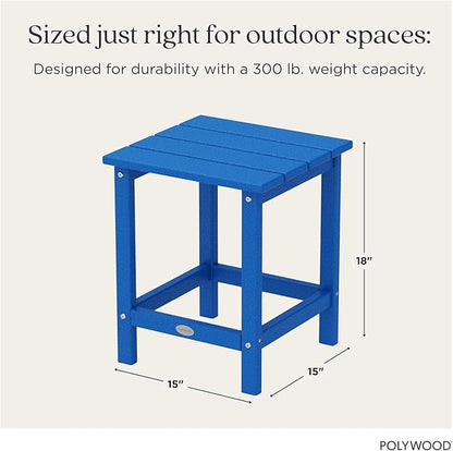 POLYWOOD Long Island 18" Side Table, Pacific Blue