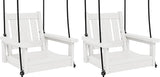 SERWALL HDPE Single Porch Swing Set of 2, Heavy Duty Single Person Swing Chair with 2 Polypropylene Hanging Ropes - Photo 1