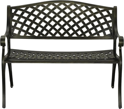 Clihome Patio Bench Garden Benches for Outdoors Cast Aluminium Park Bench Metal Porch Bench Front Porch Bench for Outdoor for Balcony, Porch, Backyard, Garden