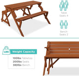 Best Choice Products 2-in-1 Transforming Interchangeable Outdoor Wooden Picnic Table Garden Bench for Backyard, Porch - Photo 6