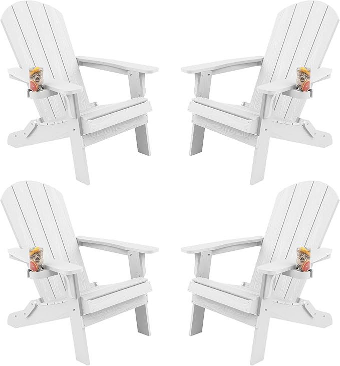 YEFU Adirondack Chair, Foldable Oversized Plastic Adirondack Chair Set of 4 with Cup Holder - Photo 1