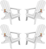 YEFU Adirondack Chair, Foldable Oversized Plastic Adirondack Chair Set of 4 with Cup Holder - Photo 1