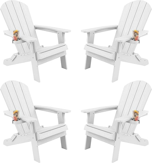 YEFU Adirondack Chair, Foldable Oversized Plastic Adirondack Chair Set of 4 with Cup Holder - Photo 1