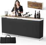 VINGLI 43" Portable Bar Table, 3-Tier Shelves, Carry Bag，Mobile Bar Table for Events, Party, Camping, Picnic, Tradeshow - Photo 1