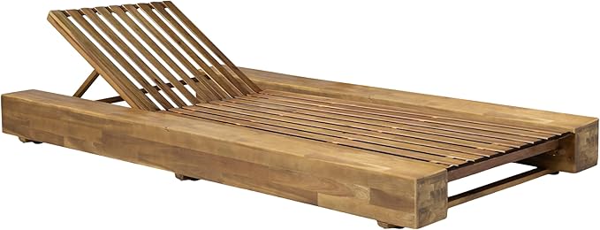 Christopher Knight Home Tory Acacia Wood Chaise Lounge Chair Outdoor Set of 2, Adjustable Backrest Sun Lounger Recliner, Patio Outdoor Chaise Lounge with 4" Thick Water-Resistant Cushions, Teak+Cream