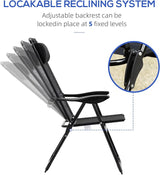 Outsunny Folding Patio Dining Chairs Set of 2, Outdoor Deck Chair with Adjustable Sling Back - Photo 5