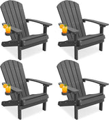YEFU Adirondack Chairs Set of 4: Outdoor Chair HIPS Plastic Adirondack Chairs - Patio Chairs with Wood Texture - Lawn - Photo 1