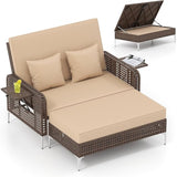 Tangkula Patio Rattan Daybed with 4-Level Adjustable Backrest - Photo 1