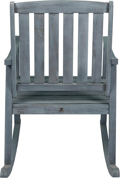 Eyely KCR102B Winnie Classic Slat-Back 300-Lbs Support Acacia Wood Patio Outdoor Rocking Chair for Garden, Lawn, Backyard, Pool, Deck, Beach, Firepit, Gray