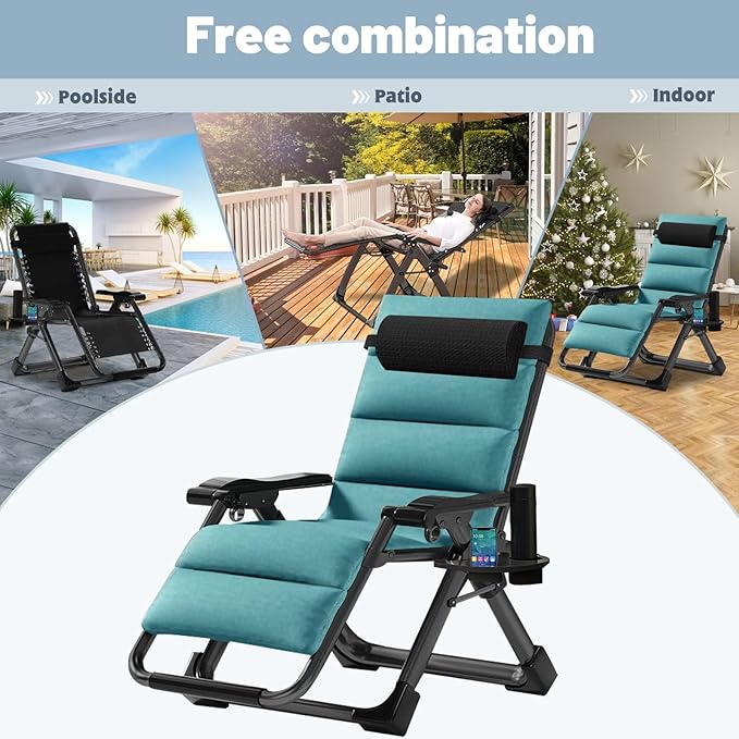 Slsy Zero Gravity Chair, Reclining Lounge Chair with Removable Cushion & Tray for Indoor and Outdoor, Patio Recliner Folding Reclining Chair