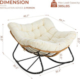 TLSUNNY Outdoor Papasan Rocking Chair, Oversized Padded Lounge Rocker with Cushion, Comfy Wicker Egg Lounge Chair - Photo 2