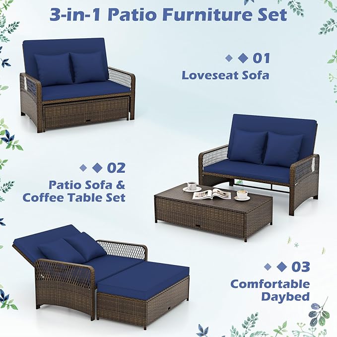 Tangkula Patio Rattan Daybed with 4-Level Adjustable Backrest - Photo 9