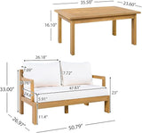 2 Pieces Patio Furniture Chat Set, Outdoor Cushioned Loveseat with Acacia Wood Coffee Table for Backyard, Balcony - Photo 2