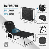 VILLEY Oversized Padded Chaise Lounge with Cushion, Foldable Camping Cot, Patio Reclining Lounge Chairs - Photo 4